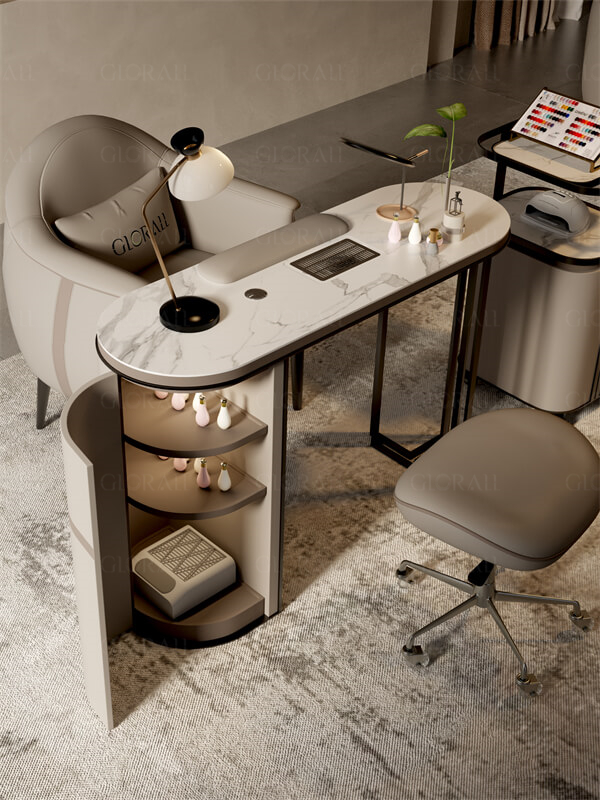 Glorall brown salon chair high end salon furniture beauty nail table salon design (10)