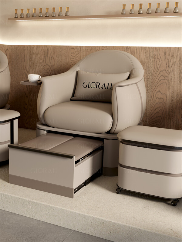 Glorall brown salon chair high end salon furniture beauty nail table salon design (8)