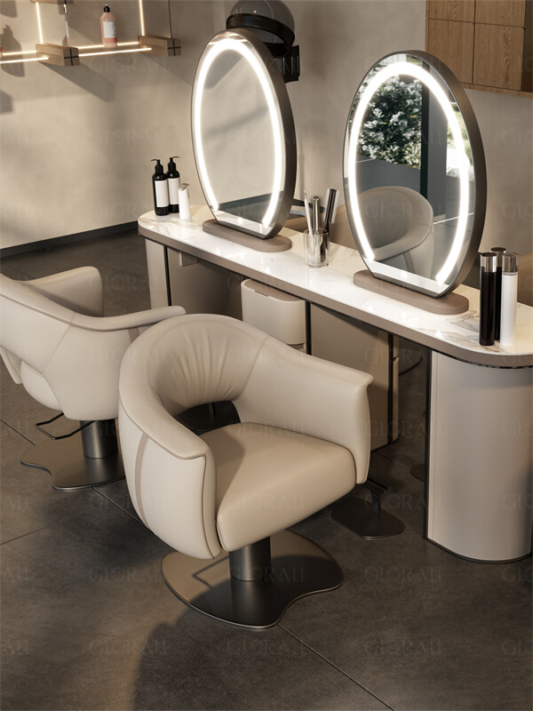 Glorall brown salon chair high end salon furniture beauty nail table salon design (9)