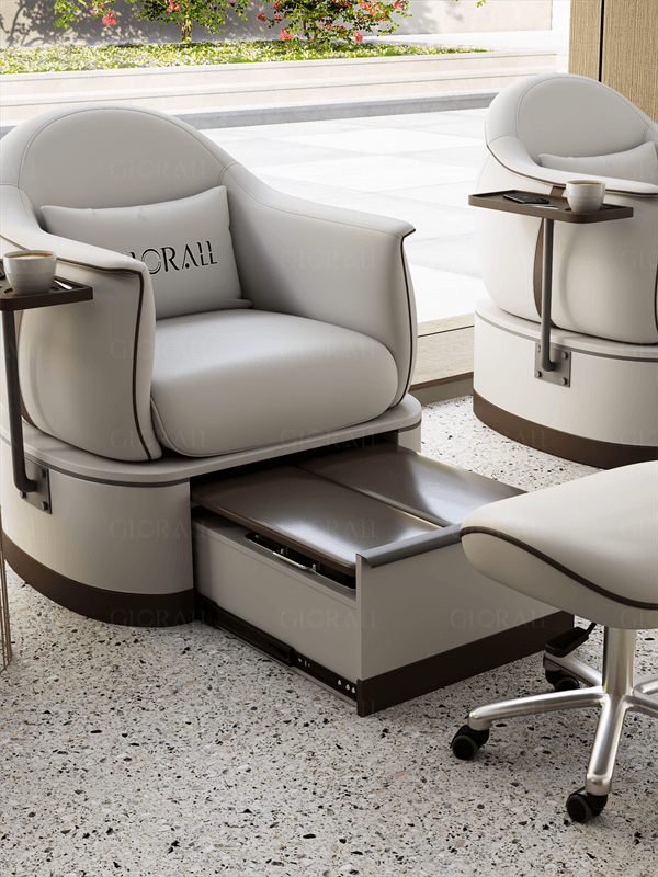 Glorall white color salon furniture salon mirror station beauty chair salon studio beauty salon design (4)